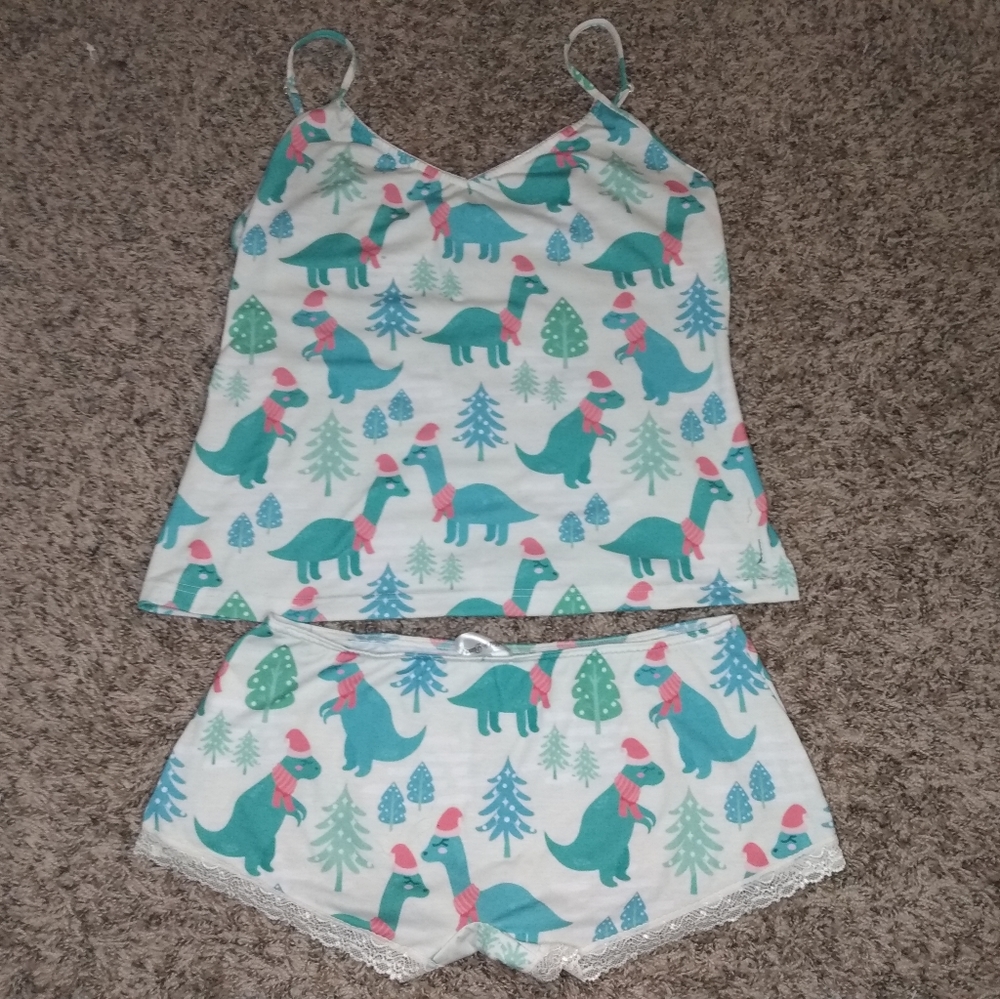 Dinosaurs Flannel PJ set Tank top short shorts